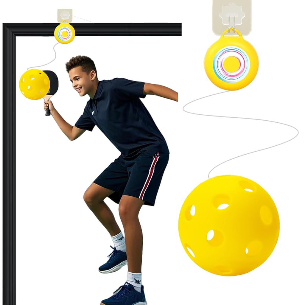HASTHIP® Pickleball Trainer Device with 2 Balls Reflex Ball Speed Striking Training Tool Adjustable Height Solo-trainer Over-the-door Indoor Adhesive Pickleball Practice Equipment HASTHIP® Pickleball Trainer Device with 2 Balls Reflex Ball Speed Striking Training Tool Adjustable Height Solo-trainer Over-the-door Indoor Adhesive Pickleball Practice Equipment